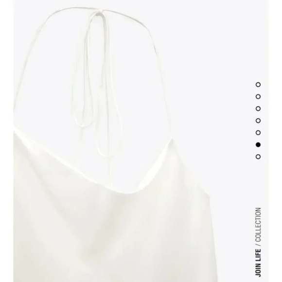 Zara Satin Effect Cowl Neck Slip Mini Dress White Sz Small Blogger Fav - Picture 4 of 11